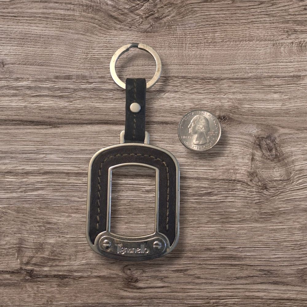 Tignanello Genuine Leather Keychain with Silver Accents